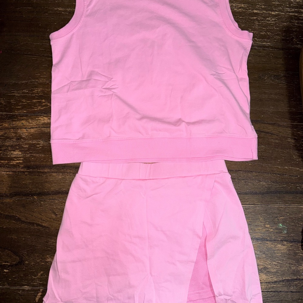 Amazon Pink Two-Piece Skirt Set